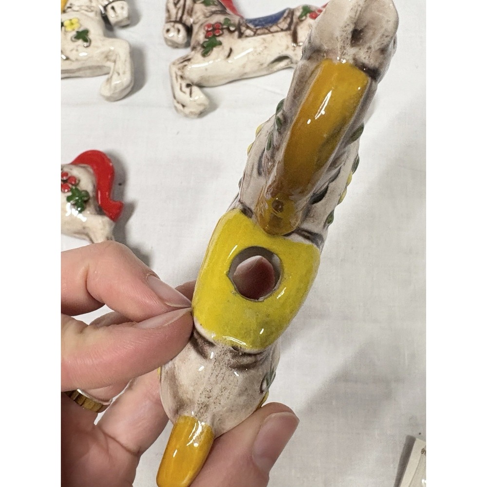 Lot 4 Vintage Gigi USA Ceramic‎ Horse Ornaments 3D Hand Painted Red Yellow Retro - Picture 5 of 15